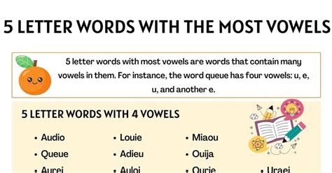Cool 5 Letter Words With The Most Vowels In English 7esl