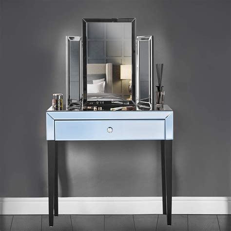 Buy Carme Luxury Mirrored Dressing Table 1 Drawer With Tri Fold
