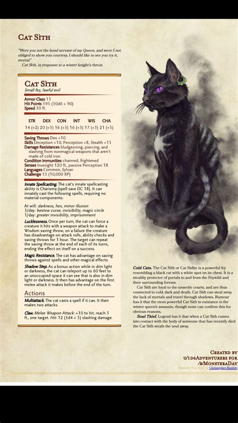 Cat Sith Dnd Dragons Dnd Monsters Dungeons And Dragons Characters