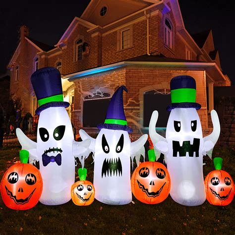 Ottoy Ft Long Halloween Inflatables Ghosts With Pumpkins Decorations