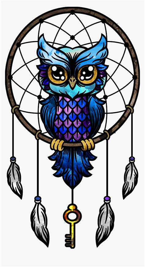 Owl Dream Catcher Colored Hd Png Download Kindpng