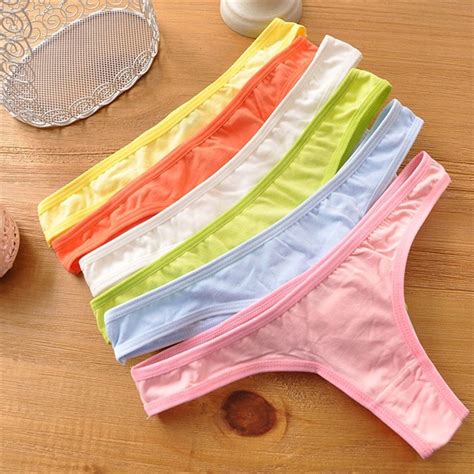 Solid Cotton Bandage G String Teenage Underwear Panties Calcinhas