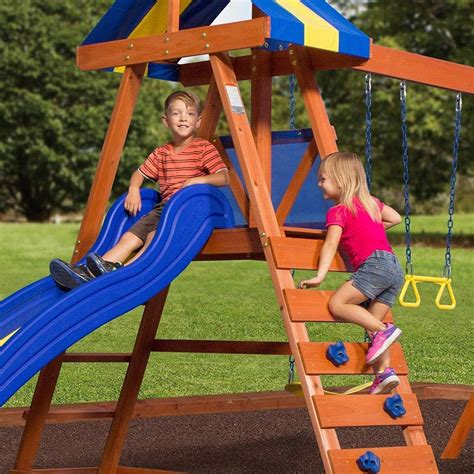 Wood Swing Set Kids Backyard Discovery Playground Slide