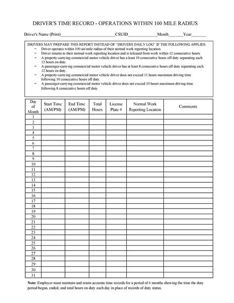 50 Printable Drivers Daily Log Books Templates And Examples