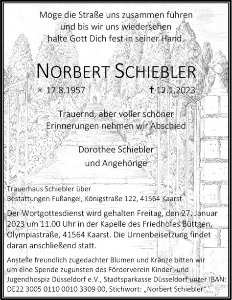 Alle Traueranzeigen Für Norbert Schiebler Trauerrp Onlinede