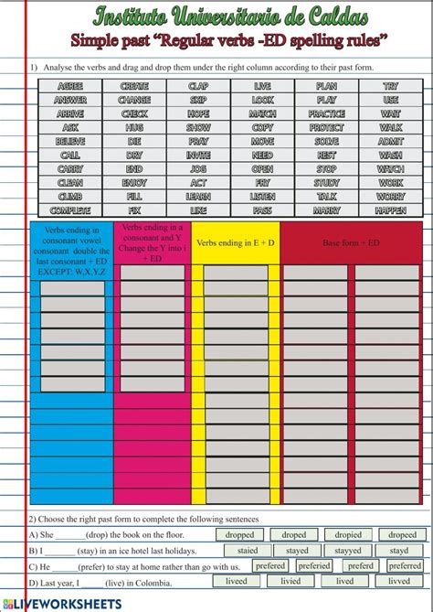 Past Simple Regular Verbs Spelling Rules Interactive Worksheet Anne