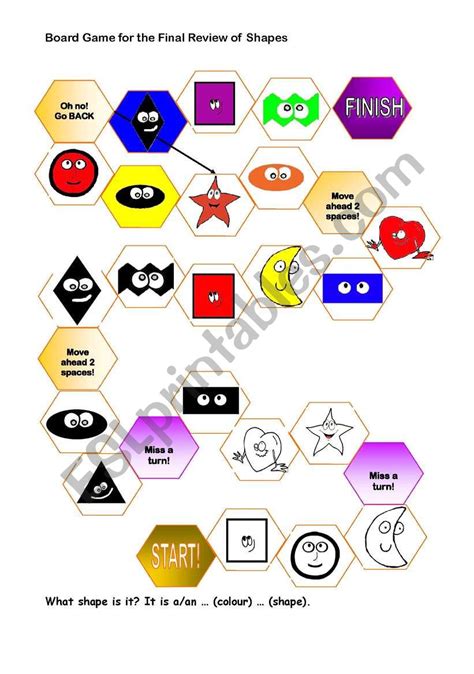 Board Game For The Final Review Of Shapes Esl Worksheet By Hyphen2012