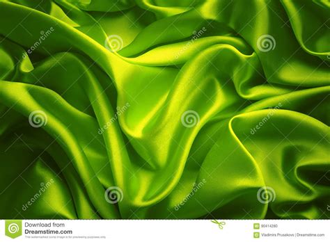 Silk Fabric Background Green Cloth Waves Texture Stock Photo Image