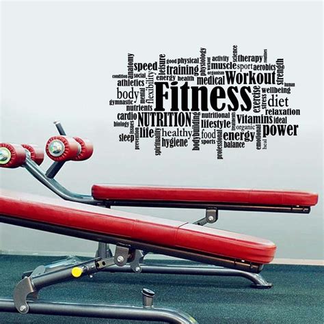Fitness Word Cloud Wall Decal Crossfit Bodybuilding Workout Etsy