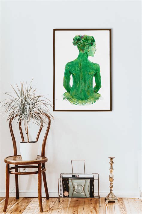 Green Abstract Woman S Back Wall Art Nude Art Green Etsy
