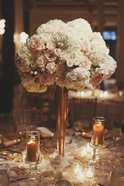 Tall Hydrangea And Rose Centerpiece Elizabeth Anne Designs The