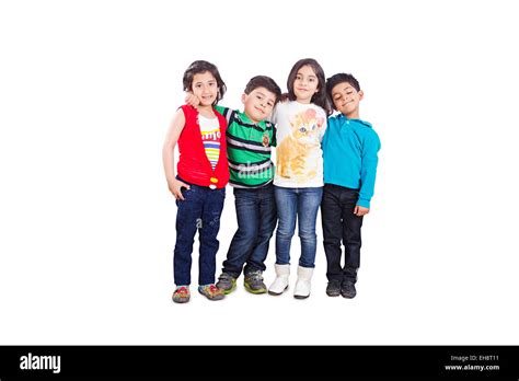 4 Indian Kids Friends Standing Pose Stock Photo Alamy