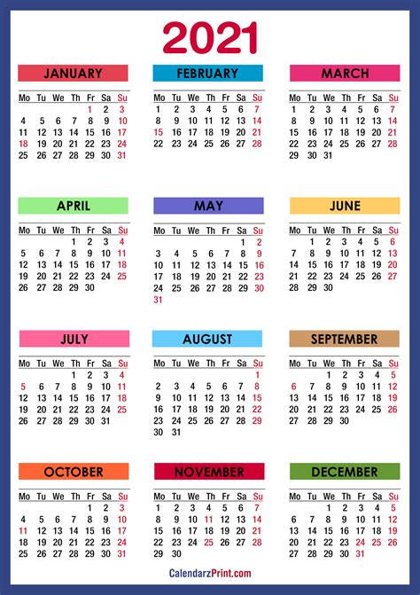 Federal Holidays 2021 Calendar Printable Printable Calendar 2021