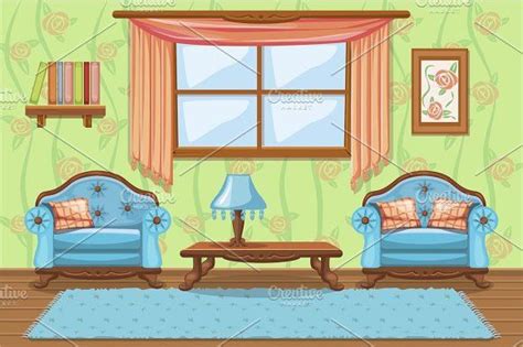 Cartoon Living Room With Furniture Living Room Designs Modern Living