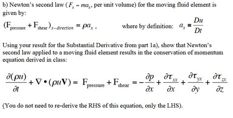 Solved Momentum Equation For A Moving Fluid Element In This