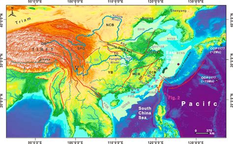 Topographic Map Of East Asia Showing Major Rivers And The Locations Download Scientific