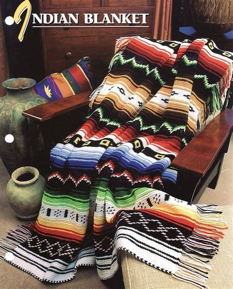 Indian Blanket Afghan Crochet Pattern Annies Attic Blanket Throw