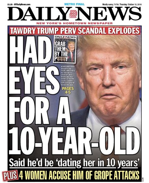 Tomorrows Ny Daily News Front Page Trump Had Eyes For A 10 Year