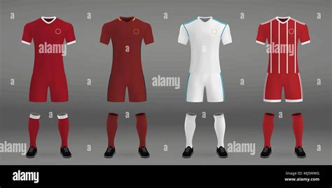 Set Of Football Kit T Shirt Template For Soccer Jersey Vector Illustration Stock Vector Image