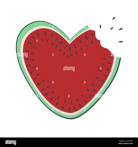 Cute heart shape watermelon slice eaten taste. Summer taste concept