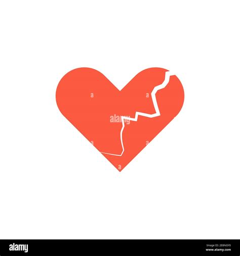 Broken Heart Icon Heart With Crack Symbol Stock Vector Illustration
