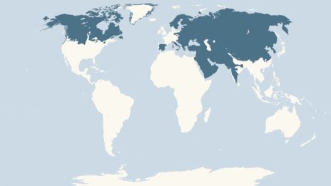 Map showing the distribution of the Grey wolf taxa