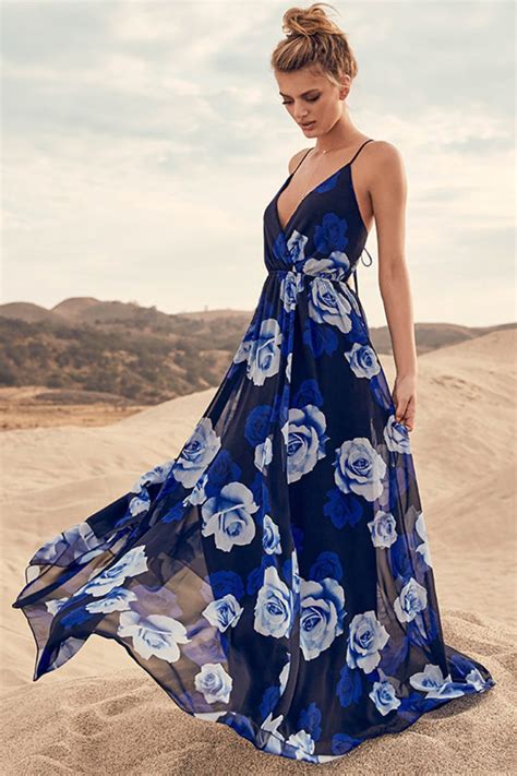 Lovely Blue Dress Maxi Dress Floral Print Dress 11800 Lulus