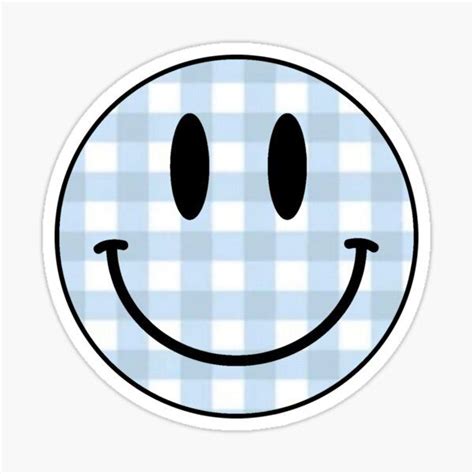 Blue Plaid Smiley Face Sticker By Als10806 Redbubble In 2021 Face