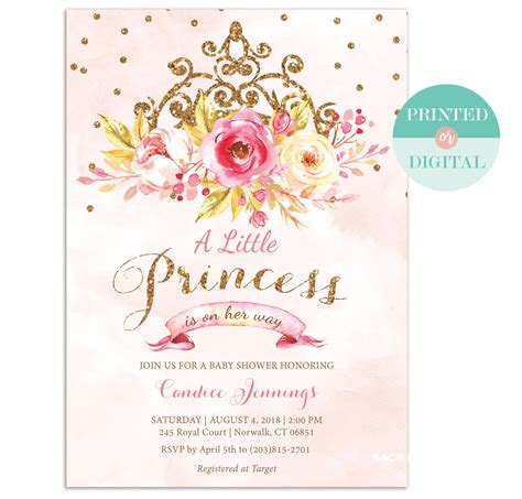 Little Princess Baby Shower Invitation Princess Birthday