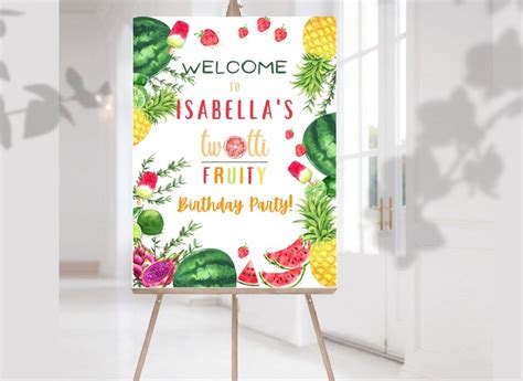 Twotti Fruity Welcome Sign Poster 2nd Birthday Fruit Party Etsy