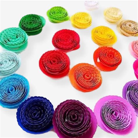Rolled Rosette Flower Templates Catching Colorflies