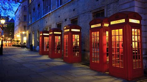 1366x768px 720p Free Download Phone Booths In London At Night City