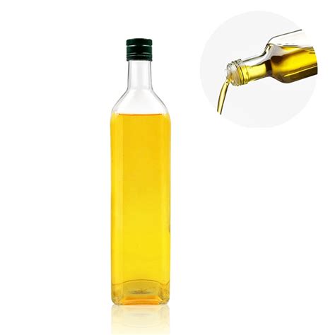 750ml Square Olive Oil Glass Bottle With Alu Cap Or Oil Dispensing Pour