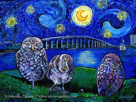 Burrowing Owls In The Starry Night Limited Edition Signed Print