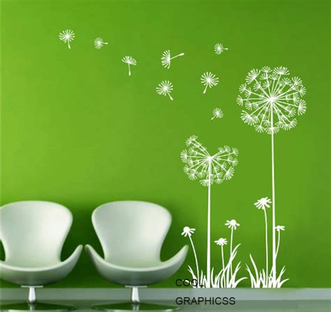 Dandelions In The Wind White Vinyl Wall Decal Sticker Art Etsy