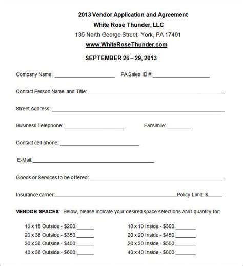 Event Vendor Registration Form Template