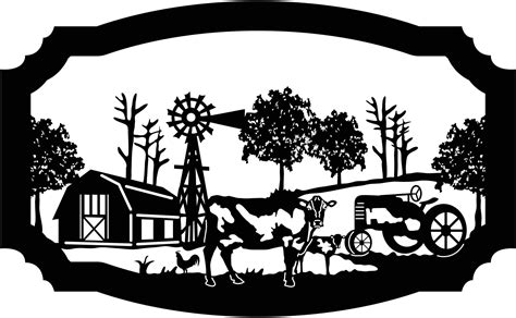 14 Farm Scene Clipart Black And White In 2021