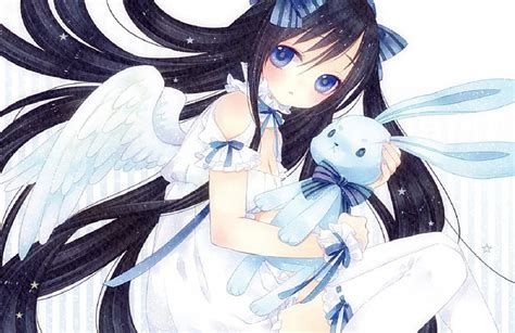 Cute Angel Cute Wings Girl Angel Orginal Long Hair Hd Wallpaper