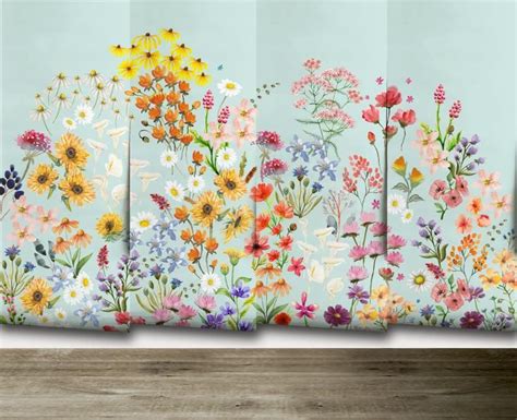 Wildflower Mural Traditional Or Removable Vinyl Free Etsy In 2021