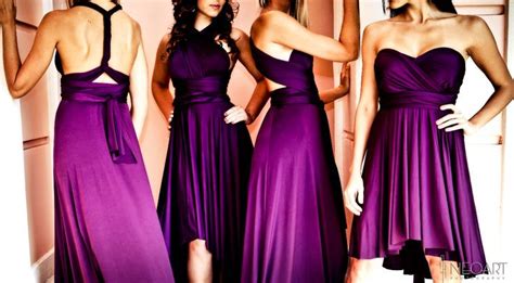 Convertible Bridesmaids Dresses In Deep Purple