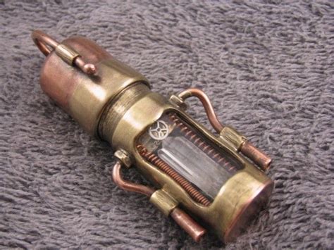 Steampunk Usb Flash Drive With Glowing Quartz Crystal And Curved Glass