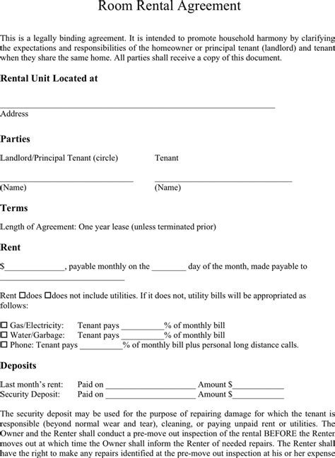 The lease agreement for the rental house is available in pdf format. 5 Room Rental Agreement Form Templates - formats, Examples in Word Excel