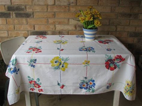 Wilendur Tablecloth Rosemead Printed Floral Cotton Vintage Etsy