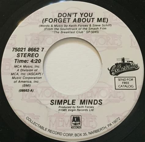 Simple Minds Dont You Forget About Me Alive And Kicking 1985