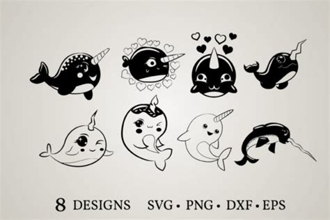 HUGE Bundle Narwhal Bundle Narwhal Clipart Graphic Desing T Shirt In SVG EPS PNG And DXF Files