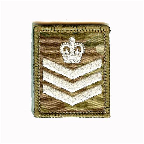 Hook And Loop Fastener Backed Ivory On Multicam Mtp Rank Patch Badge