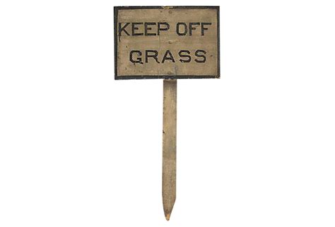 Vintage Keep Off Grass Sign Hand Lettering Grass
