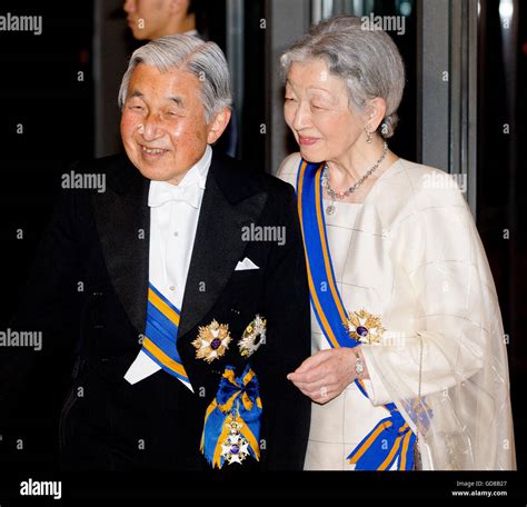 Japanese Emperor Akihito And Empress Michiko During A State Dinner At