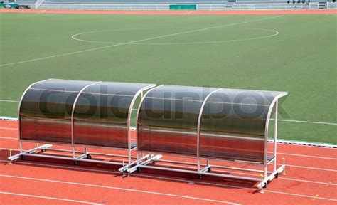 Coach And Reserve Benches In Football Stadium Stock Image Colourbox