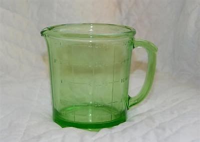 Green Depression Glass Cup Hazel Atlas A J Measuring Cup Antique